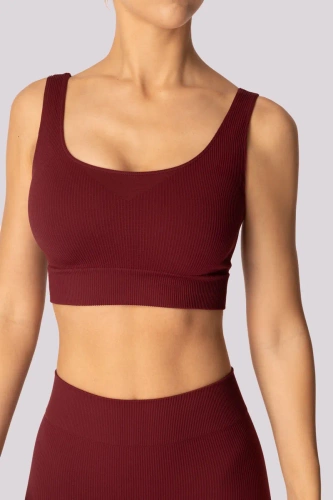 Top biustonosz sportowy Ribbed prążek Mona burgund