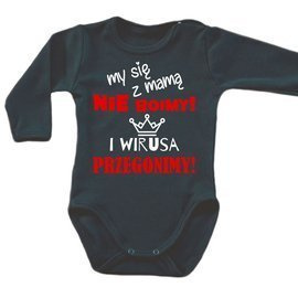 "My się z mamą nie boimy"  body długi rękaw Moocha czarny