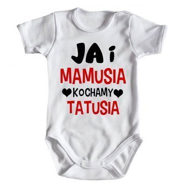 Body krótki rękaw "JA i mamusia kochamy tatusia" Moocha biały