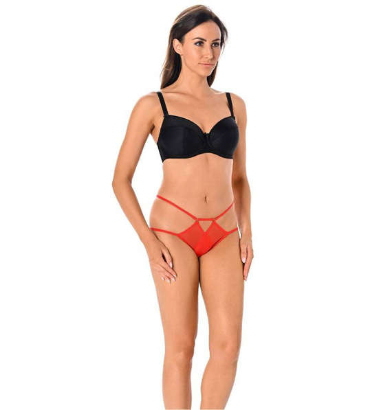 Figi damskie z paseczkami Kelly Teyli - czerwony