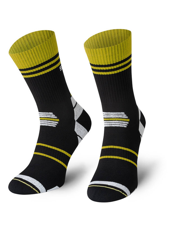 Running 04 Skarpety biegowe damskie/męskie Spaio black/white/yellow 
