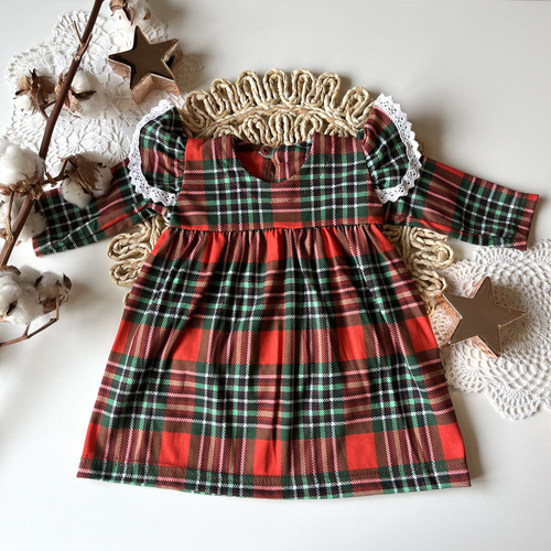 Sukienka z długim rękawem SK001 Merry Christmas Mamatti - czerwony