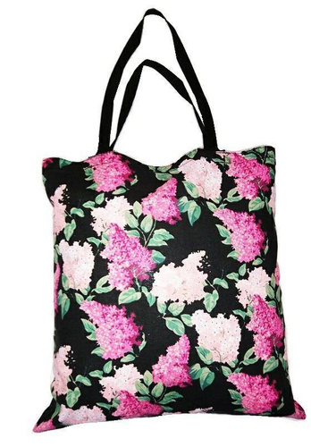 Torba bawełniana na zakupy Kwiatki wzór serwetki szary