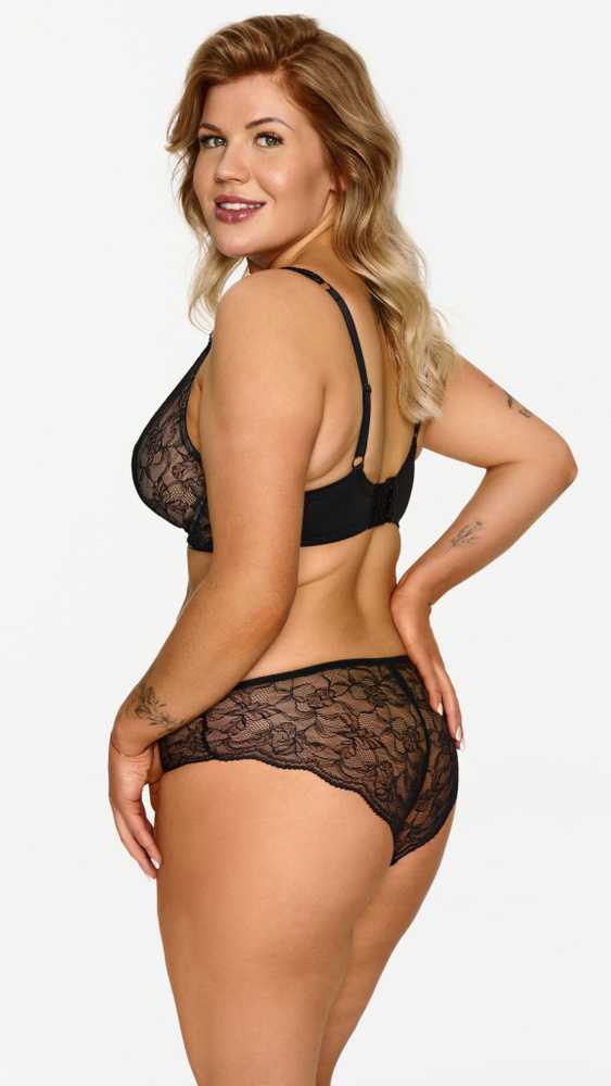 Lupoline 2608 – czarny biustonosz braletka z koronką i fiszbinami