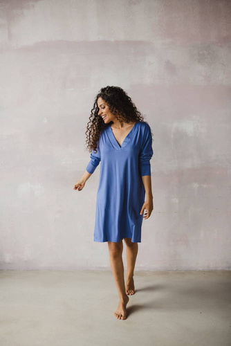 Bambusowa koszula nocna ciążowa i do karmienia długi rękaw Moon Milk&Love very peri