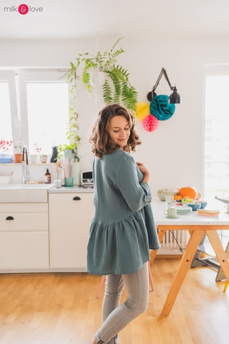Tunika z muślinu organicznego Mother Nature Milk&Love sosnowa zieleń