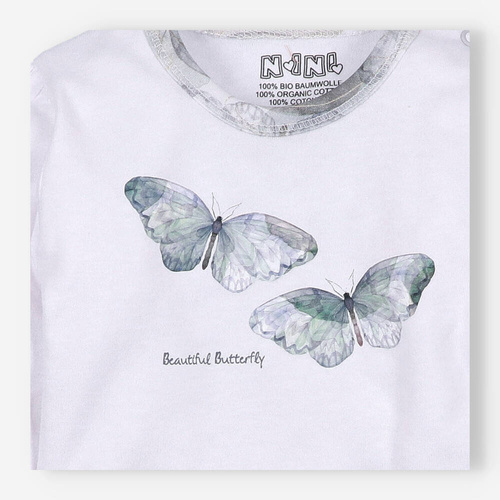 Body dla dziewczynki z bawełny organicznej Butterflies Nini biały