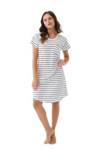 Koszula Nocna z Krótkim Rękawem 206  Luna -granatowy