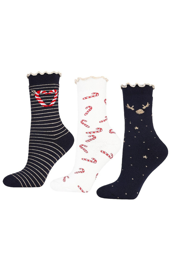 Skarpetki świąteczne Moraj CSL300-092 – bawełniane, miękkie, z lurexem i frotte