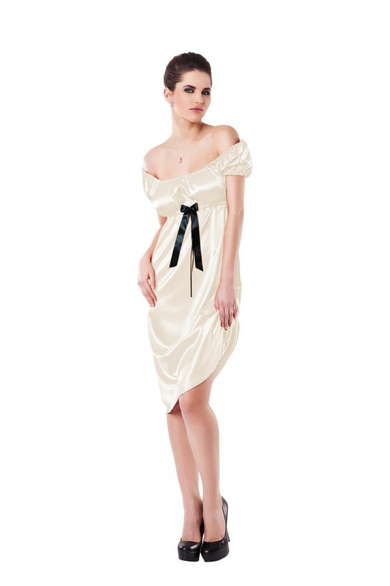 Halka satynowa koszulka damska Anabel DKaren - Jasny Ecru