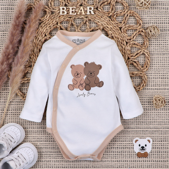 Body kopertowe z bawełny organicznej Sweet Bears Nini biały 