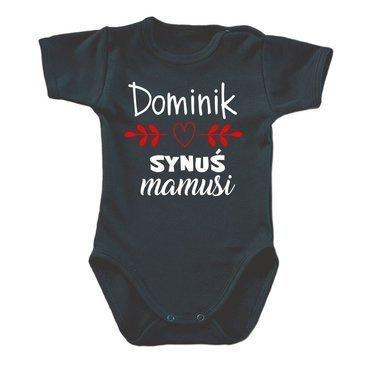 "Synuś mamusi z imieniem" body długi rękaw Moocha czarny