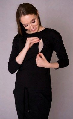 106 Sportowa sukienka ciążowa i do karmienia rękaw 3/4 MIRACLE- czarna