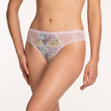 Stringi Damskie L-1398 ST  A'2  Lama fioletowy kwiatki