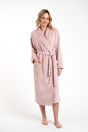 Szlafrok damski Morena Italian Fashion - pudrowy róż