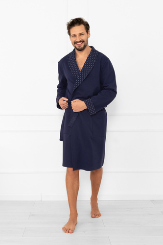 Szlafrok męski Gerard – bawełniany, klasyczny z szalowym kołnierzem Italian Fashion