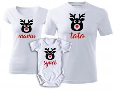 Zestaw koszulek świątecznych "MAMA TATA SYN RENIFERY" Moocha