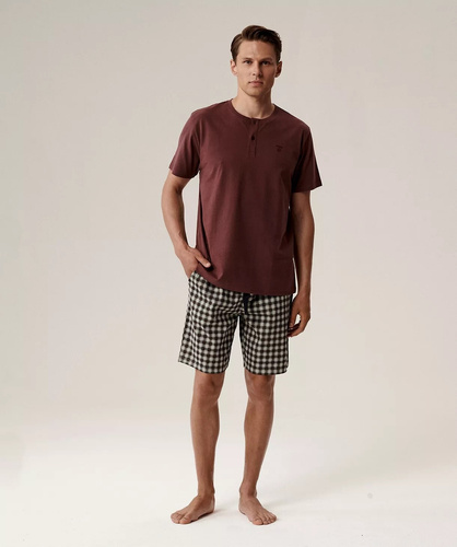 Bawełniana piżama męska NMP-397 – krótki rękaw, przewiewna, idealna na lato