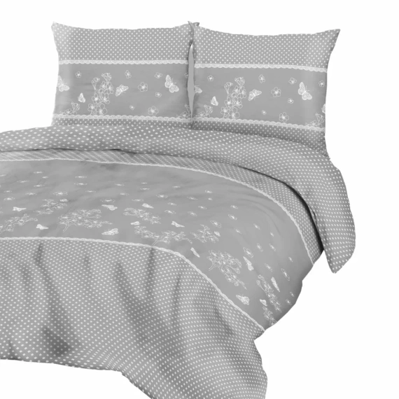 Pościel flanelowa kwiaty 31503/2 Darymex szary