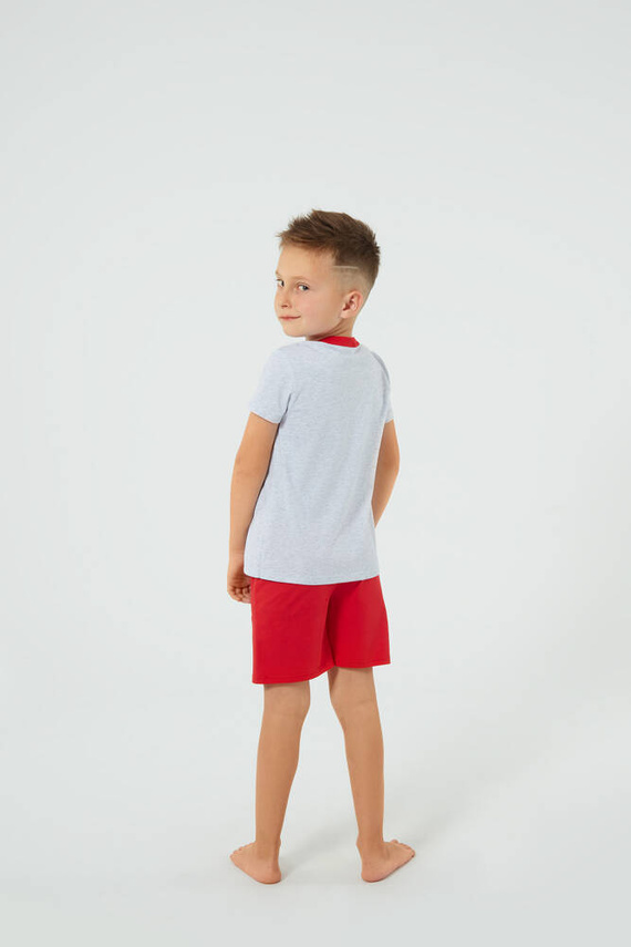 Piżama dziecięca, krótki rękaw Junak Italian Fashion - j.melanż/czerwony