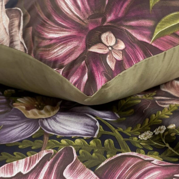 Pościel satynowa kwiaty Nika 45 Eurofirany zielony