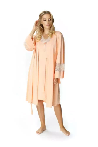 Szlafrok peniuar 86375 Paula Mewa morelowy 