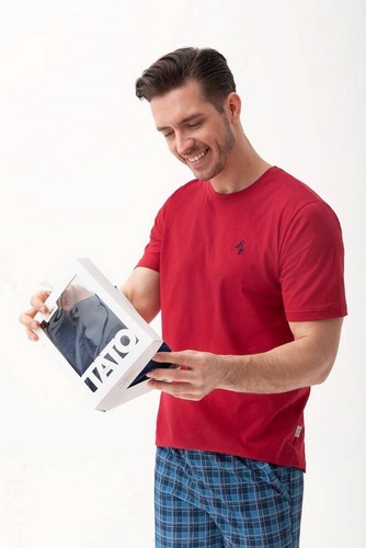 Piżama męska krótki rękaw, spodenki 803 Luna - bordowy