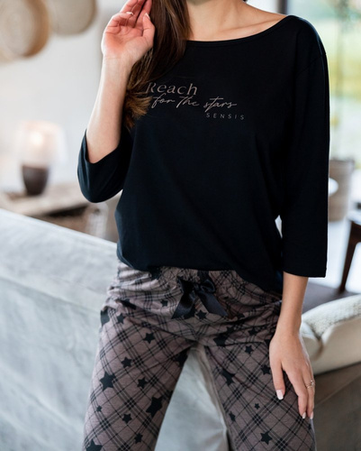 Sensis Piżama damska Reach For The Stars - czarny-brązowy