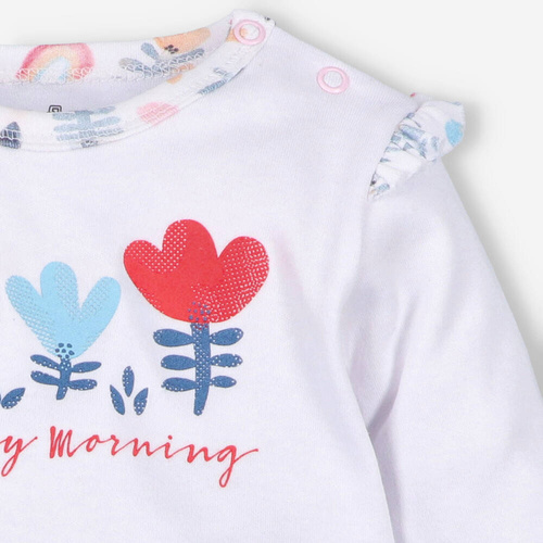 Bluzka z bawełny organicznej Tęczowy Ogród Nini-biała 