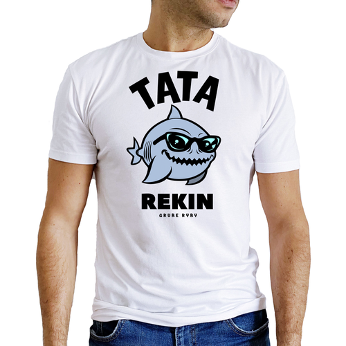 Koszulka męska "REKINY grube ryby" Moocha biały