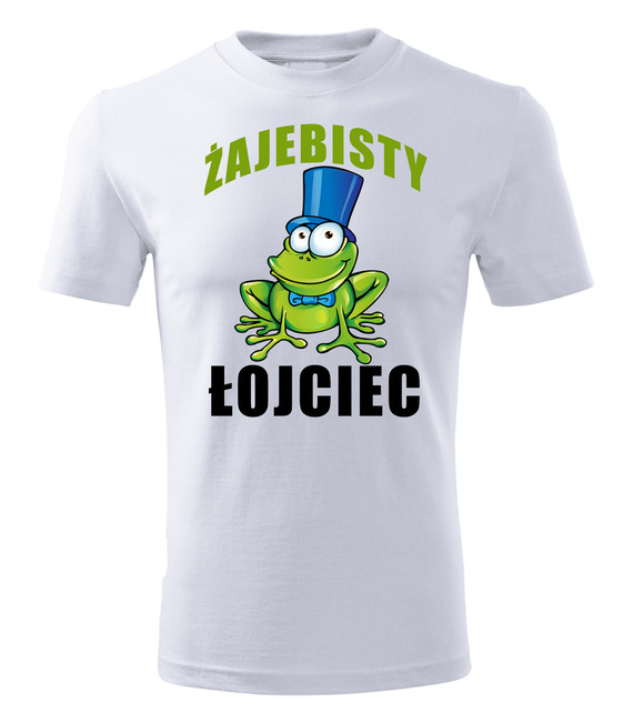 Koszulka męska z dinozaurem "Żajebisty łojciec" Moocha biały