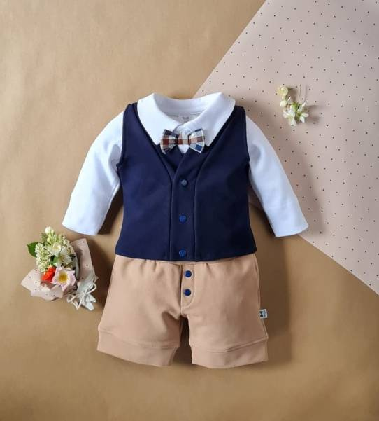 Body z muszką 041PDR Little Gentleman Marija - biały