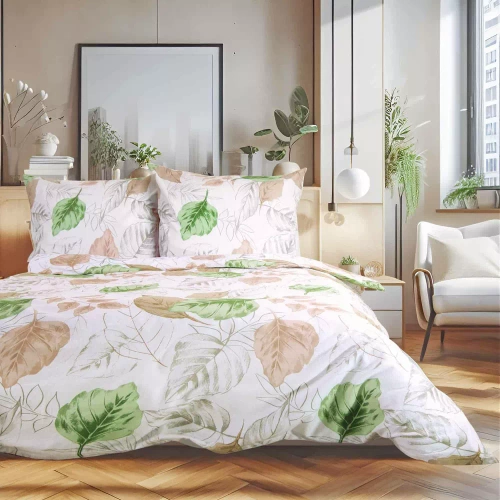 Pościel flanelowa liście 31505/2 Darymex beżowy