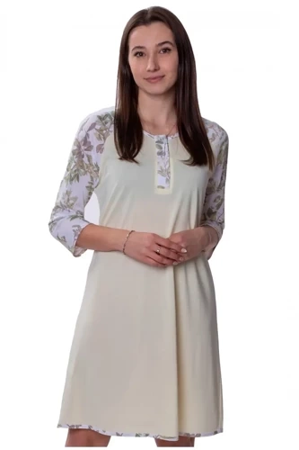 Koszula nocna rozpinana 86612 Botanica Mewa kremowy