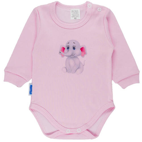 Body z długim rękawem Słonik Martex różowy