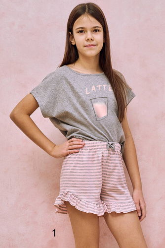 Piżama dla dziewczynki 3172 Frankie Taro - szara