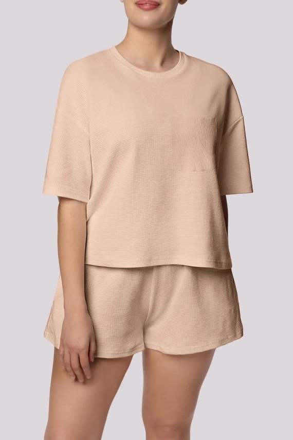 Piżama damska Cozy shortsleeve Mona beżowy