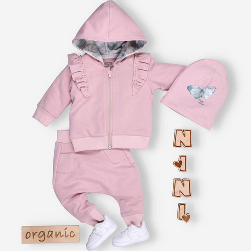 Spodnie dresowe z bawełny organicznej Butterflies Nini różowy