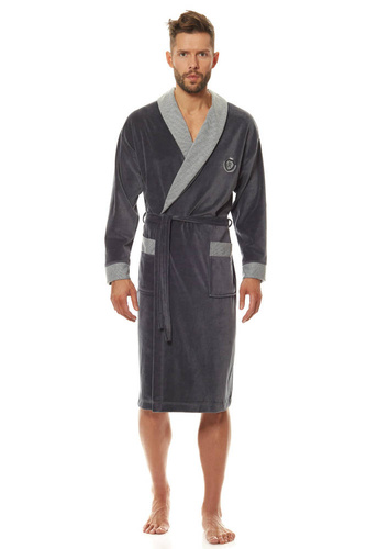 Szlafrok męski 9102 L&L - grafitowy 