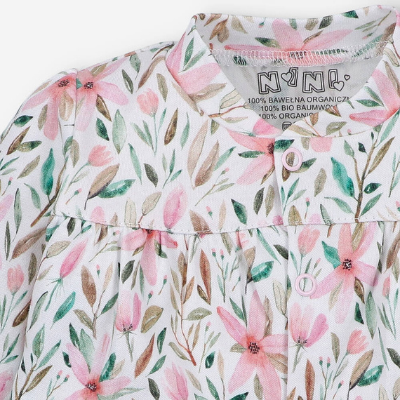 Kaftanik niemowlęcy z bawełny organicznej Pink Flowers Nini