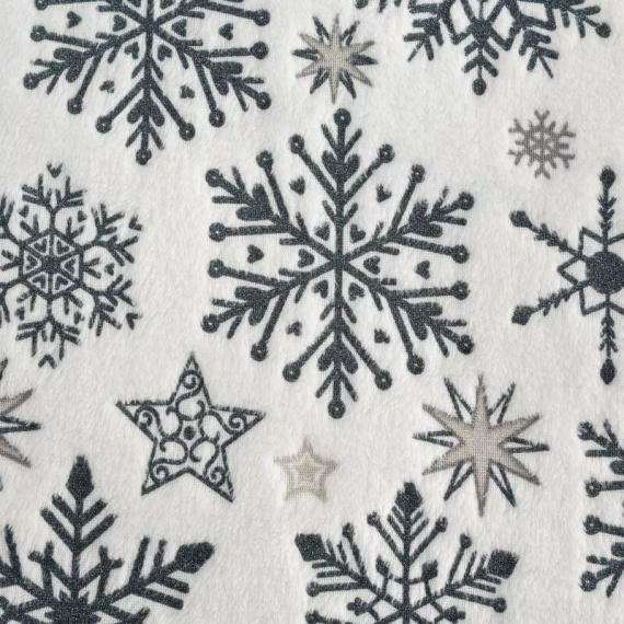 Narzuta świąteczna Eurofiranybiały biały granatowy śnieżynki – miękki koc z mikrofibry, ciepły i lekki