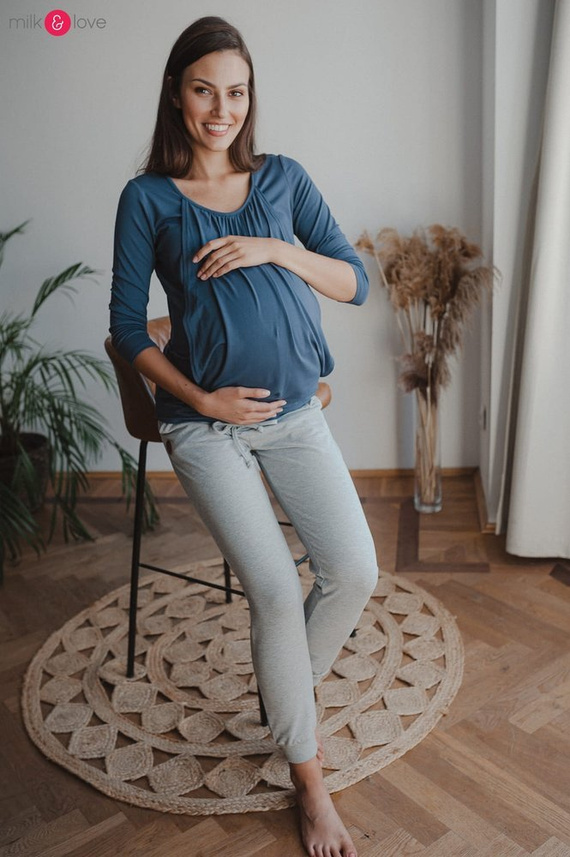Dresowe spodnie ciążowe Milk&Love jasny szary melanż