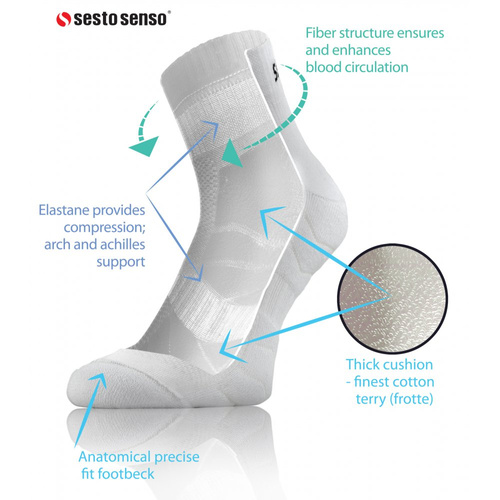 Socks Amz Skarpety sportowe uniwersalne frotte Sesto Senso biały 