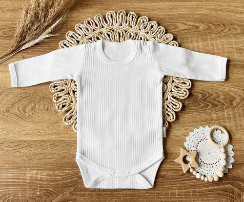 Body z długim rękawem BDAB002 EkoBaby Mamatti - biały