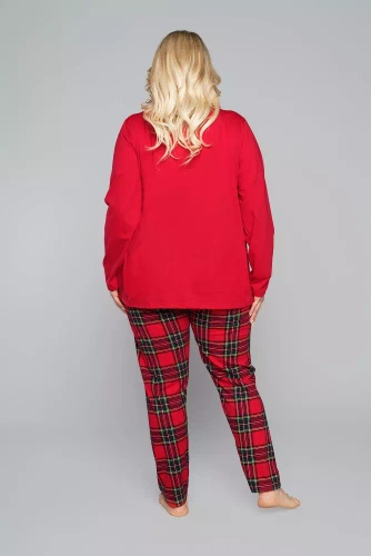 Piżama Damska długi rękaw, spodnie Zorza Italian Fashion - zielony/druk 