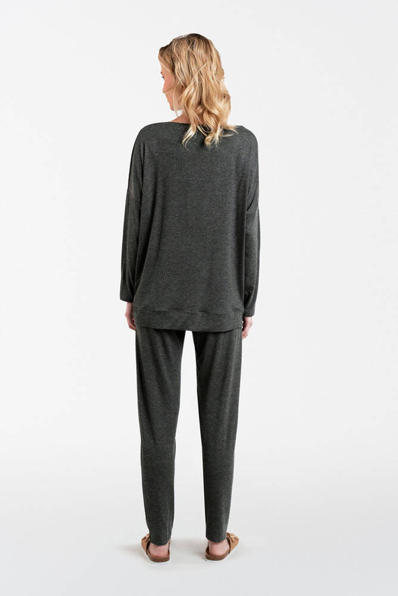 Komplet damski Akord długi rękaw, długie spodnie Italian Fashion - ciemny melanż