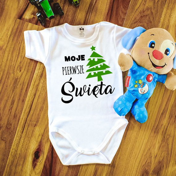 Body krótki rękaw "Moje Pierwsze Święta BN" Moocha czarne