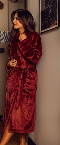 Szlafrok damski polarowy Elen ByShelly - bordowy