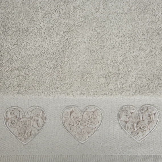 Ręcznik Kamila serca wypełnione różyczkami Eurofirany srebrny