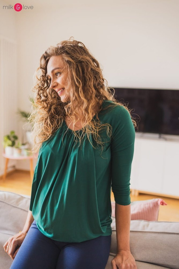 Bluzka ciążowa i do karmienia z rękawem 7/8 Kangaroo Milk&Love rose brown